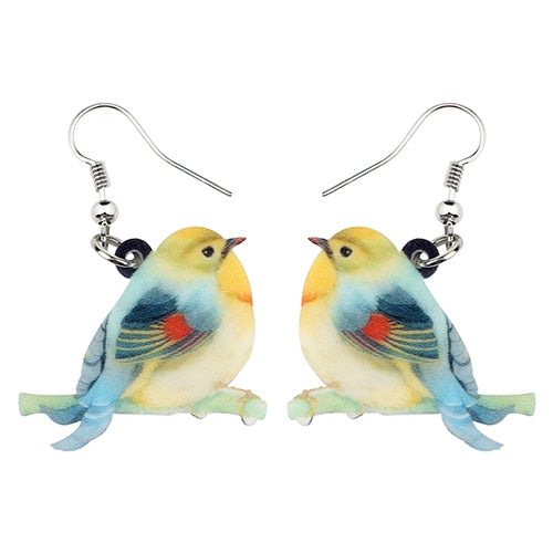 Acrylic  Voilet Sabrewing Hummingbird and Bird Friends Earrings