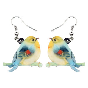 Acrylic  Voilet Sabrewing Hummingbird and Bird Friends Earrings