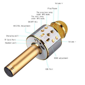 Professional Bluetooth Wireless Microphone Karaoke Speaker - Recorder