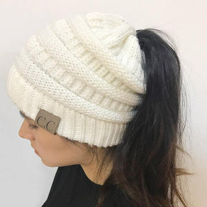Soft Knit Ponytail Beanie