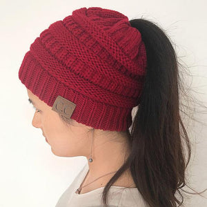 Soft Knit Ponytail Beanie