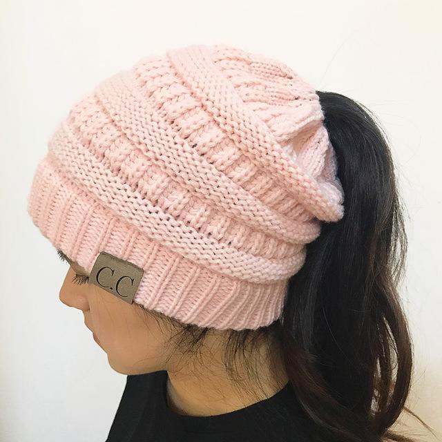 Soft Knit Ponytail Beanie