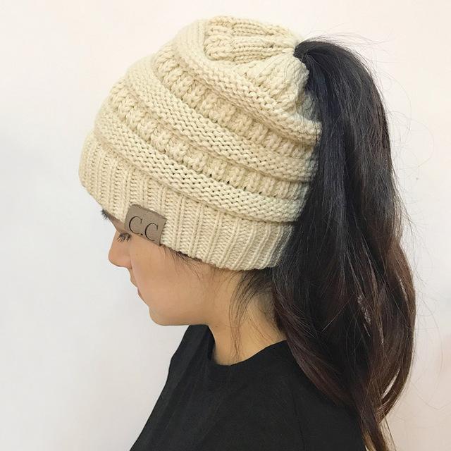 Soft Knit Ponytail Beanie